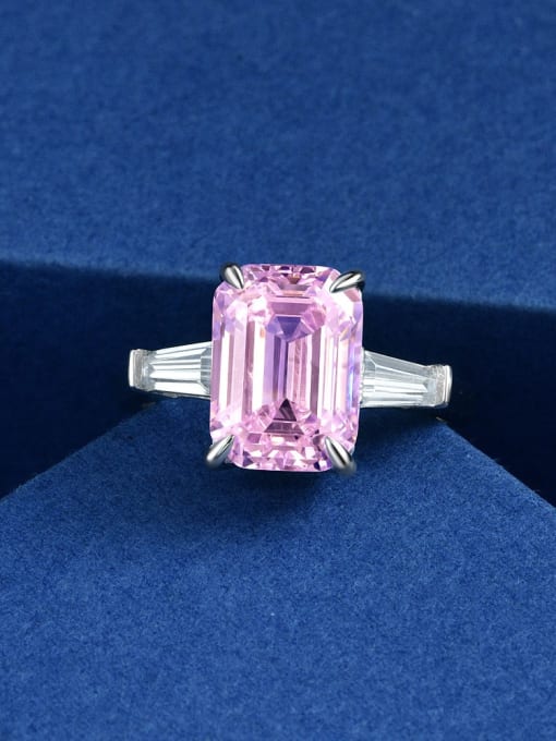 Pink [R 0895] 925 Sterling Silver High Carbon Diamond Geometric Dainty Band Ring